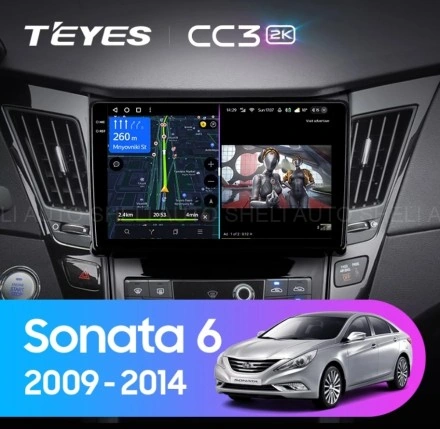 Штатная магнитола Teyes CC3 2K (6/128GB) для Hyundai Sonata 6 YF (2009-2014) Тип-B