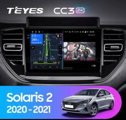 Штатная магнитола Teyes CC3 2K (3/32GB) для Hyundai Solaris 2 (2020-2021)