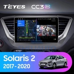 Штатная магнитола Teyes CC3 2K (4/32GB) для Hyundai Solaris 2 (2017-2020) Тип-A