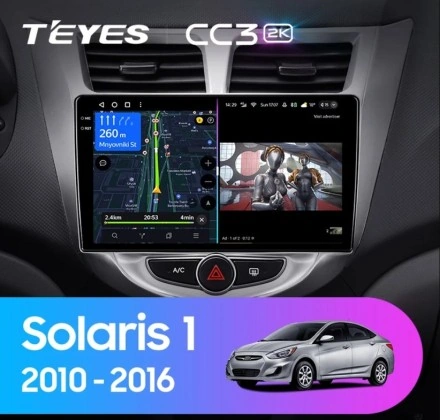 Штатная магнитола Teyes CC3 2K (4/64GB) для Hyundai Solaris 1 (2010-2016)