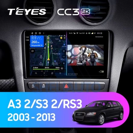 Штатная магнитола Teyes CC3 2K (6/128GB) для Audi A3 2 (2003-2013)/ S3 2 (2006-2012)/ RS3 1 (2011-2012)