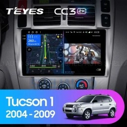 Штатная магнитола Teyes CC3 2K (6/128GB) для Hyundai Tucson 1 (2004-2009)