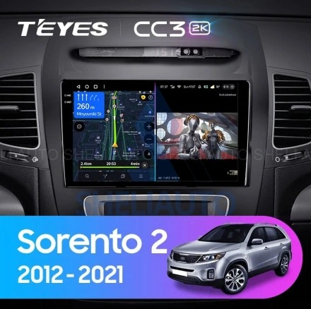 Штатная магнитола Teyes CC3 2K (6/128GB) для Kia Sorento 2 (2012-2021)