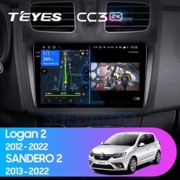 Штатная магнитола Teyes CC3 2K (6/128GB) для Renault Logan 2 (2012-22) F1