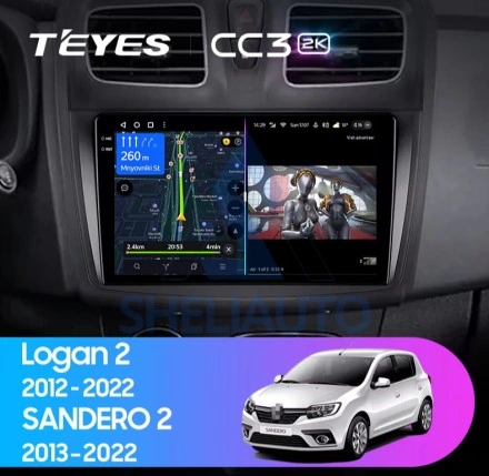 Штатная магнитола Teyes CC3 2K (6/128GB) для Renault Logan 2 (2012-22) F1