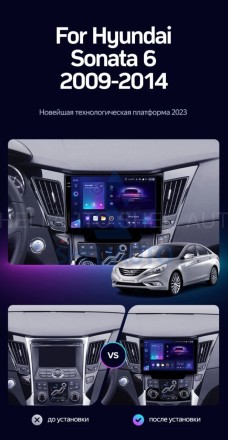 Штатная магнитола Teyes CC3 2K (6/128GB) для Hyundai Sonata 6 YF (2009-2014) Тип-B