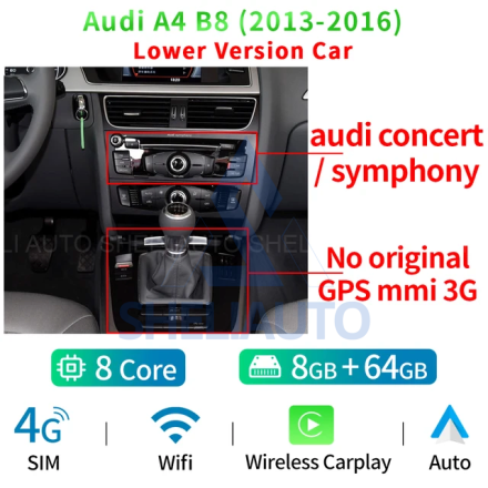 (R4GT) (КОМПЛЕКТ) Магнитола Audi A4 B8 2009-2012 (Snapdragon 625 - 2,2Ггц)(Low)