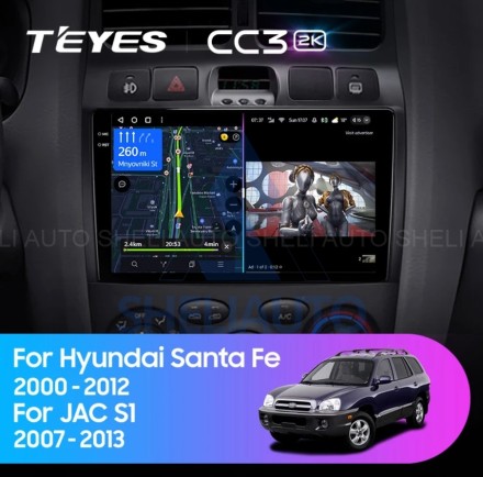 Штатная магнитола Teyes CC3 2K (4/32GB) для Hyundai Santa Fe I (2000-2012)