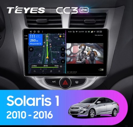 Штатная магнитола Teyes CC3 2K (6/128GB) для Hyundai Solaris 1 (2010-2016)