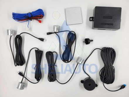 Парктроники для Андроид магнитолы 4 датчика / Парковочный радар для Android (Серебристый цвет)