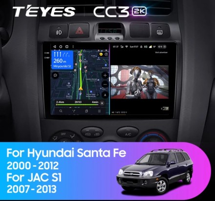 Штатная магнитола Teyes CC3 2K (4/64GB) для Hyundai Santa Fe I (2000-2012)