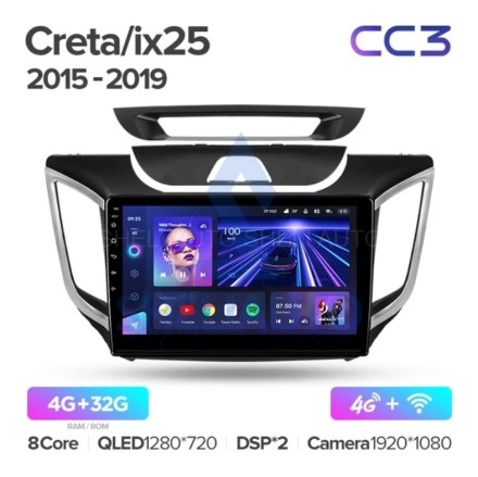 Штатная магнитола Teyes CC3 (4/32GB) для Hyundai CRETA IX25 (2015-2021)