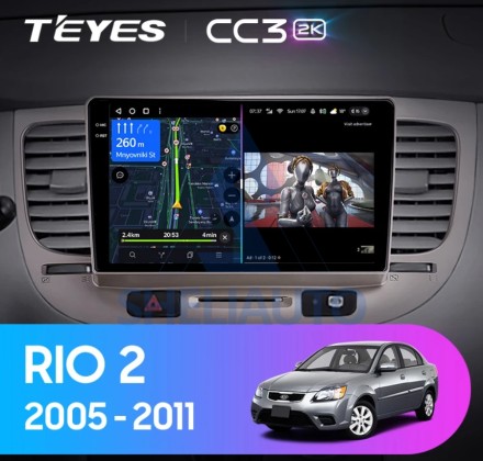 Штатная магнитола Teyes CC3 2K (6/128GB) для Kia Rio 2 (2005-2011)
