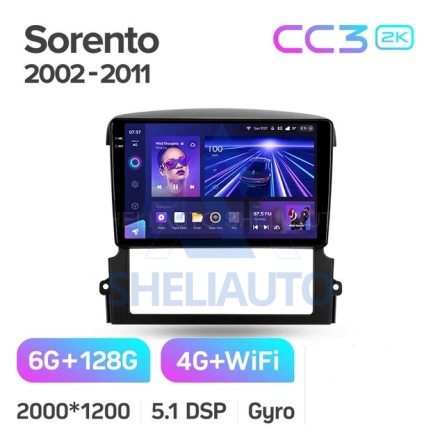 Штатная магнитола Teyes CC3 2K (6/128GB) для Kia Sorento BL (2002-2011)