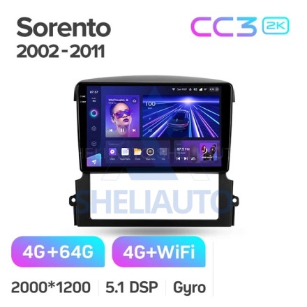 Штатная магнитола Teyes CC3 2K (4/64GB) для Kia Sorento BL (2002-2011)