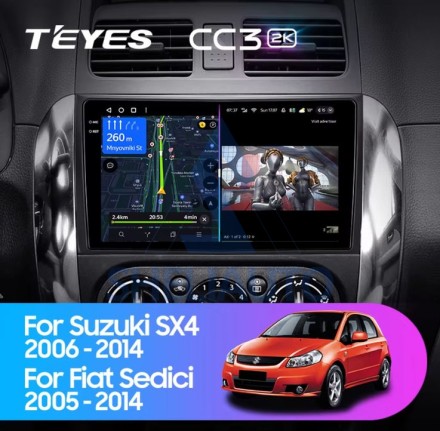 Штатная магнитола Teyes CC3 2K (6/128GB) для Suzuki SX4 (2006-2014)