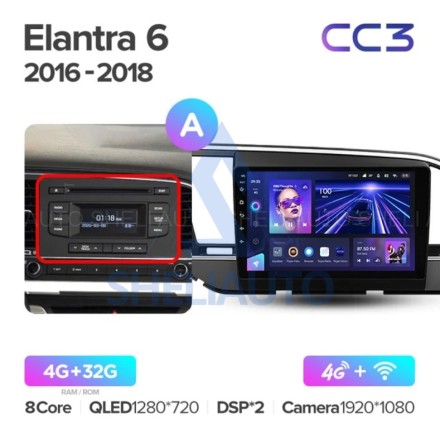 Штатная магнитола Teyes CC3 (4/32GB) для Hyundai Elantra 6 (2015-2018) Тип-A